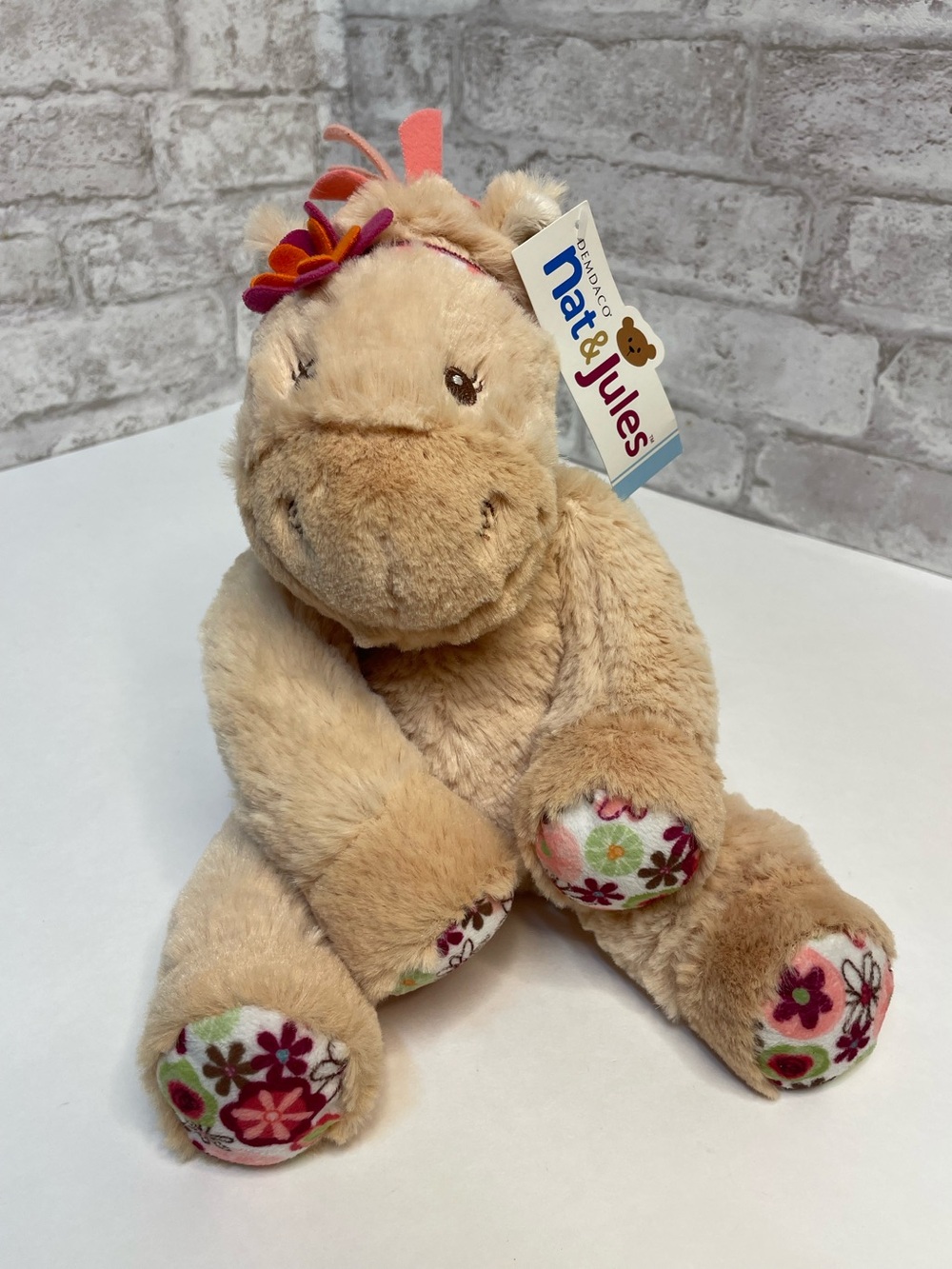 Demdaco Nat & Jules Plush Darcie Stuffed Animal Horse Floral NWT Lovey 12” Soft